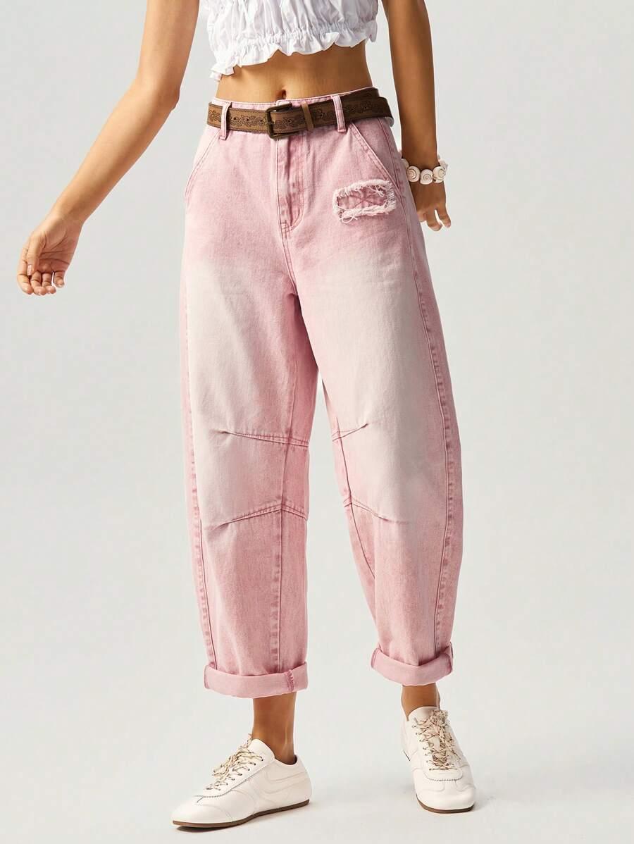 RÓŻOWE SPODNIE JEANS