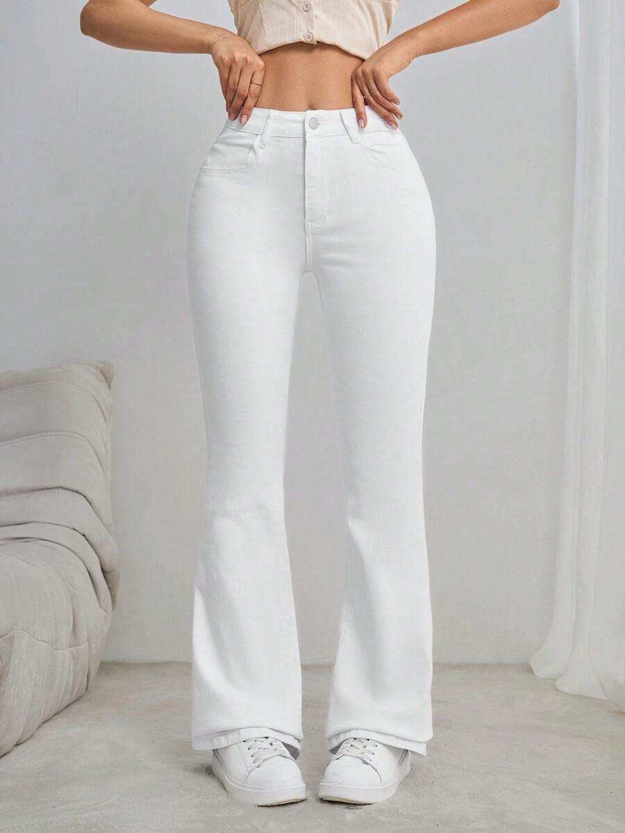 BIAŁE SPODNIE JEANS WYSOKI STAN