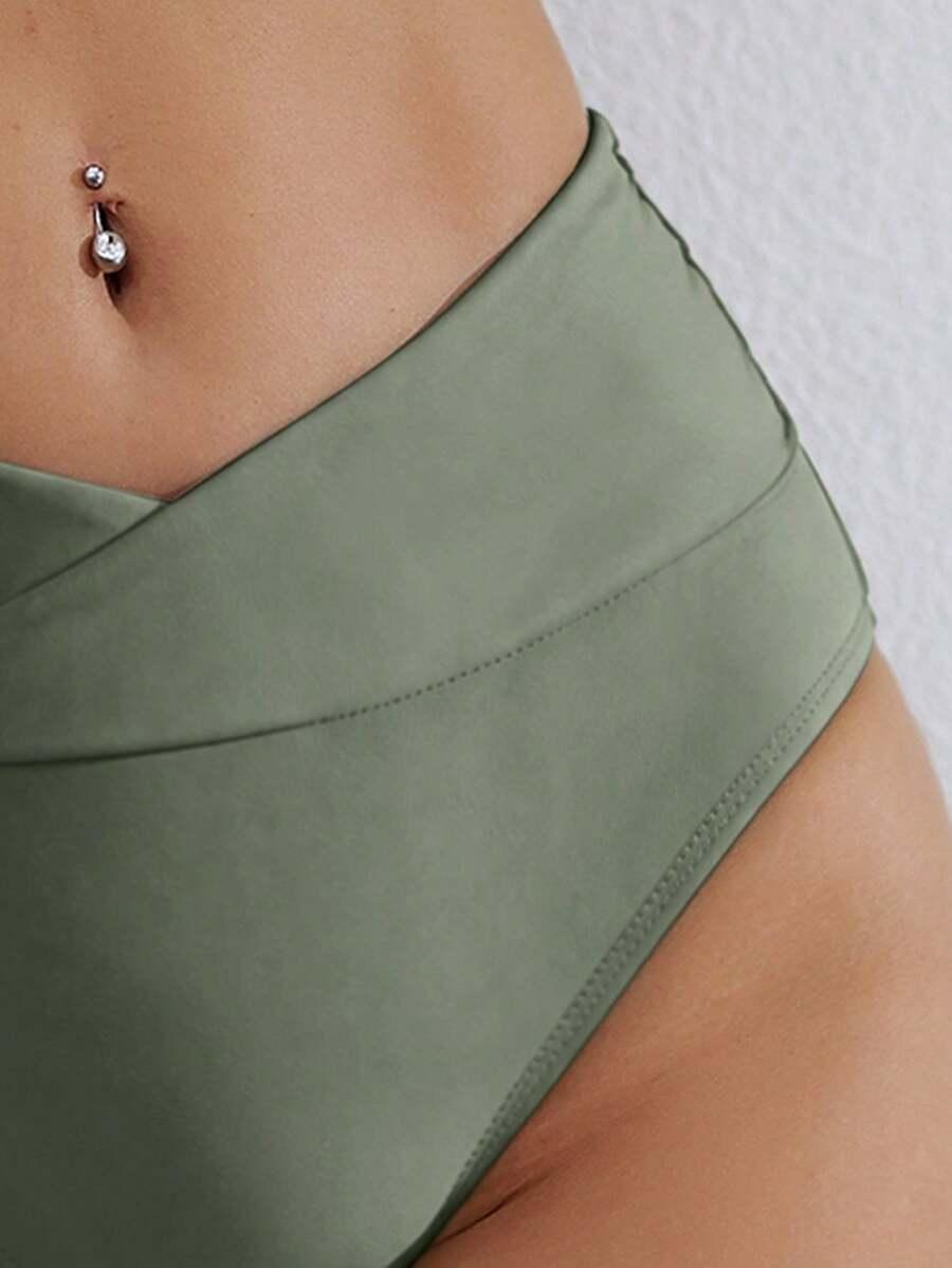 zielony dół od bikini marszczenia