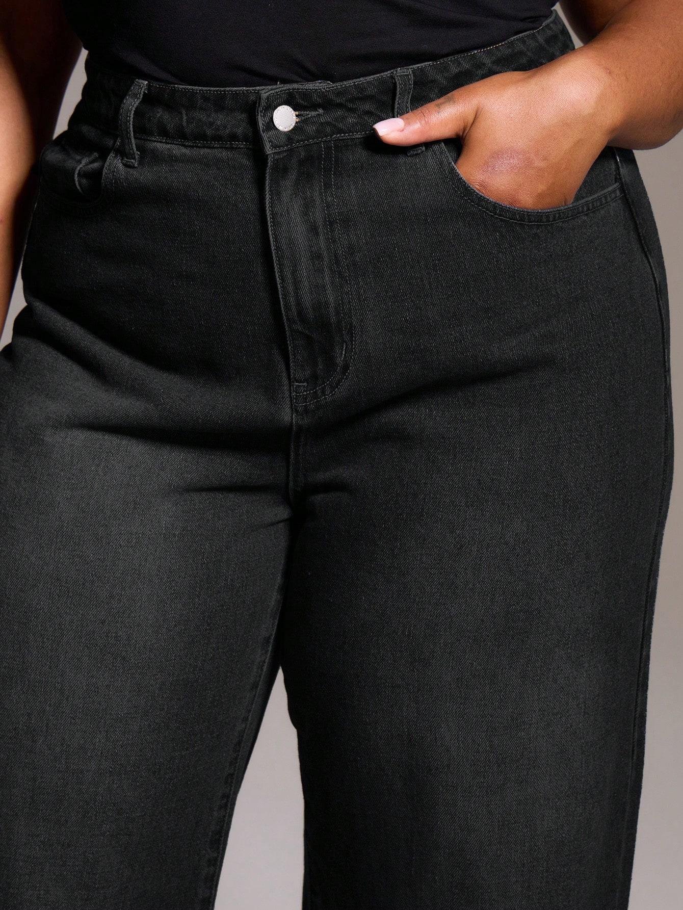 CZARNE SPODNIE JEANS 