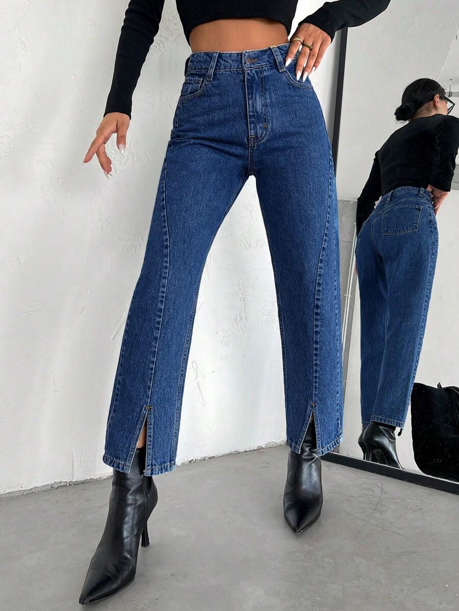 NIEBIESKIE PROSTE SPODNIE JEANS