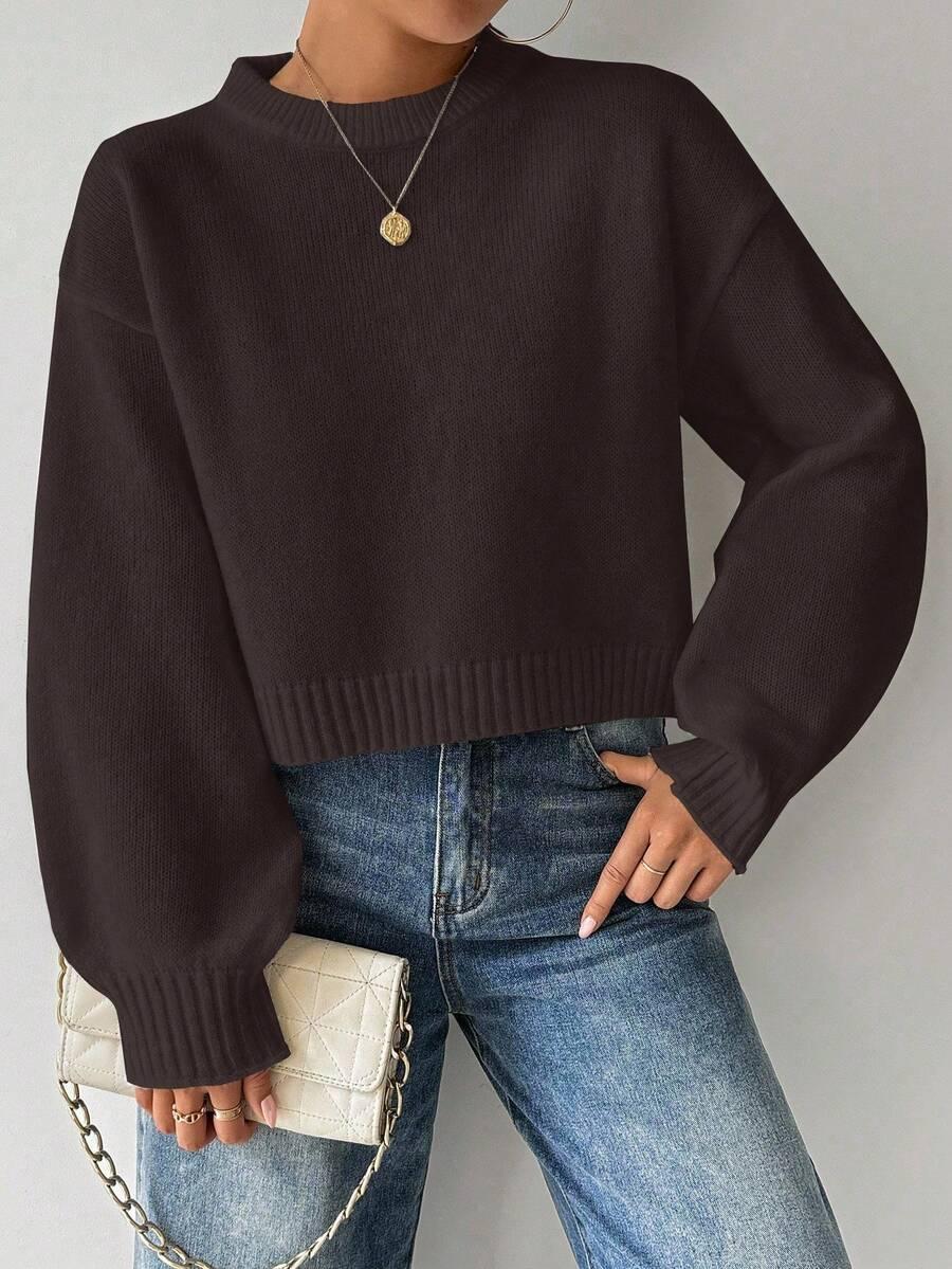 BRĄZOWY SWETER DŁUGI RĘKAW