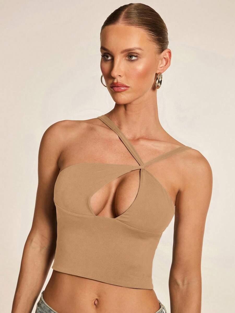 beżowy asymetryczny top