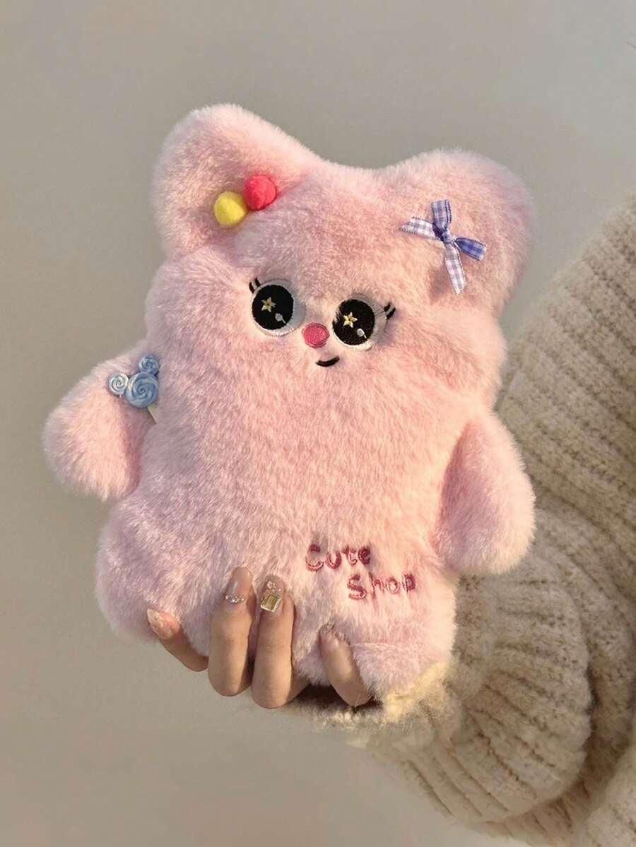 różowy fluffy termofor miś