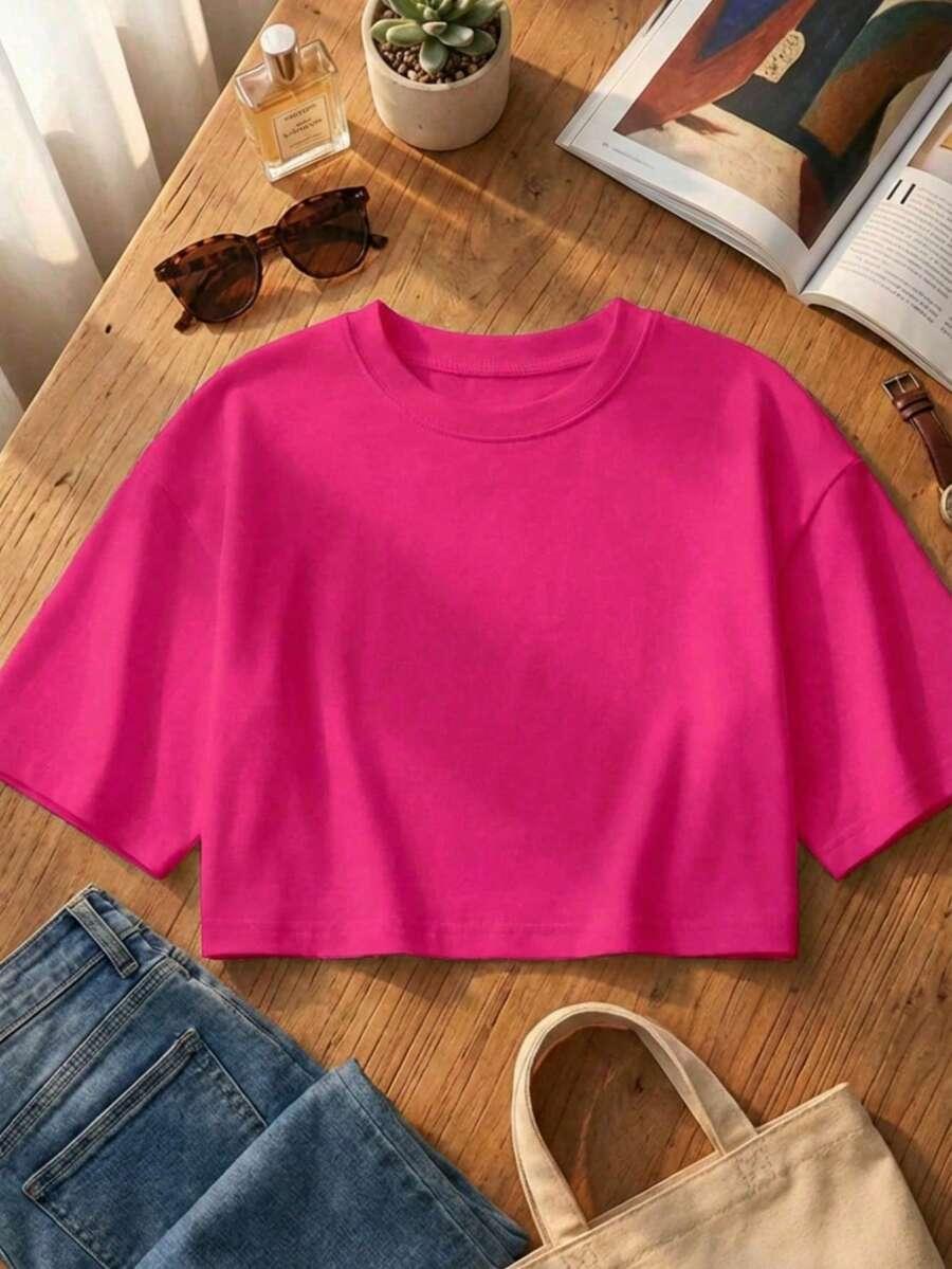 różowy t-shirt casual