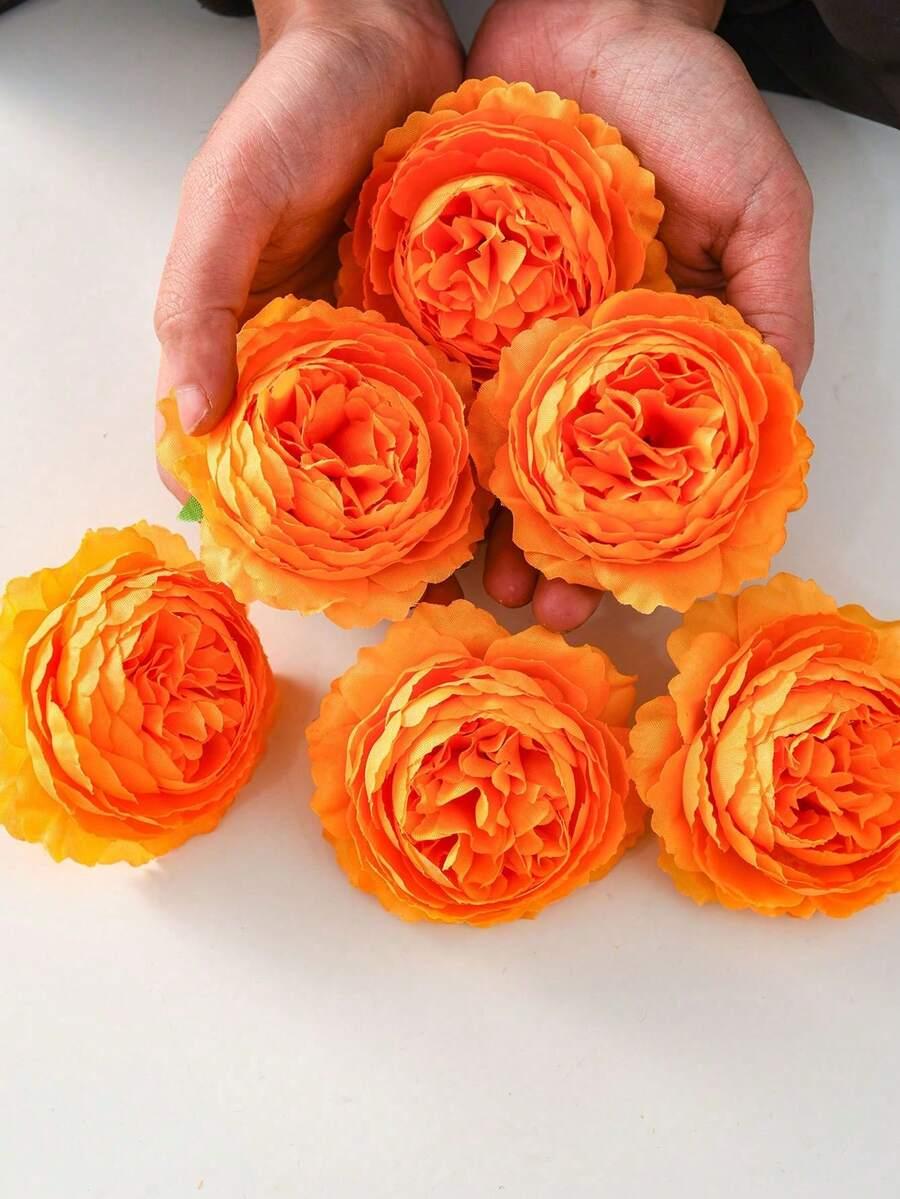 POMARAŃCZOWE SZTUCZNE KWIATY DEKORACJA 5-PACK