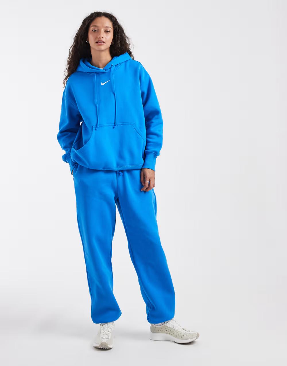 niebieska bluza z kapturem Phoenix  oversize logo kieszonka