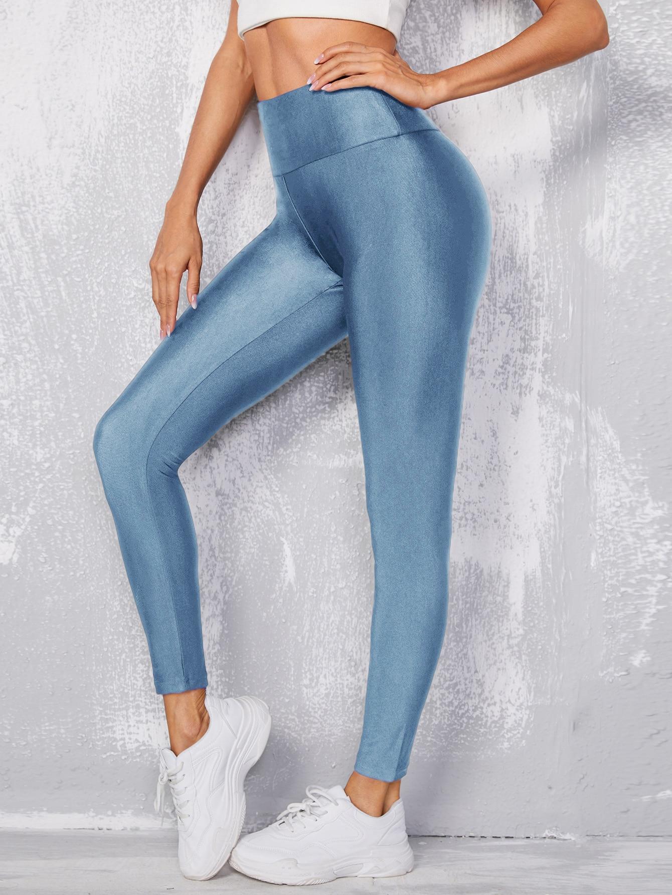 NIEBIESKIE LEGGINSY WYSOKI STAN