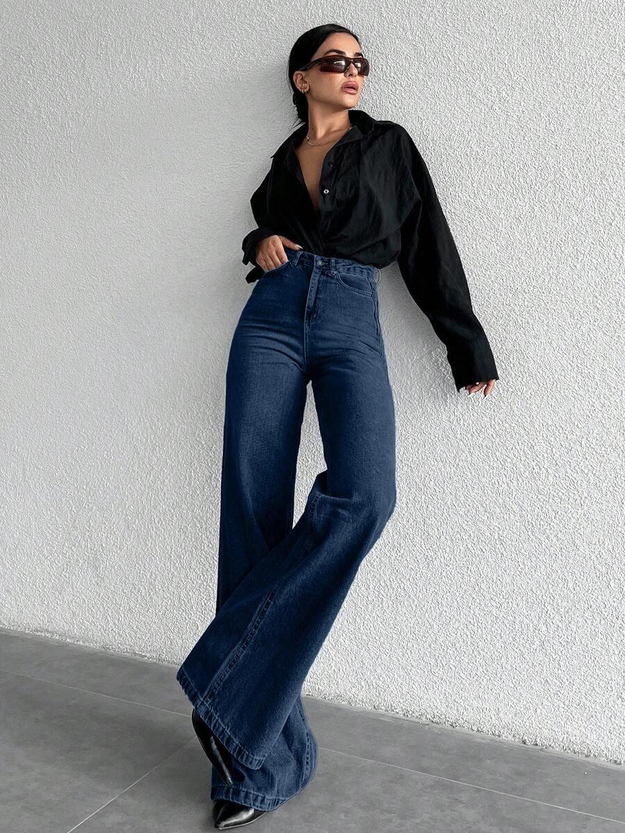 GRANATOWE SPODNIE JEANS