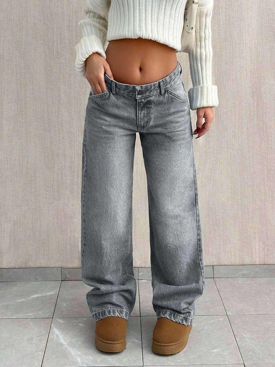SZARE SPODNIE JEANS 