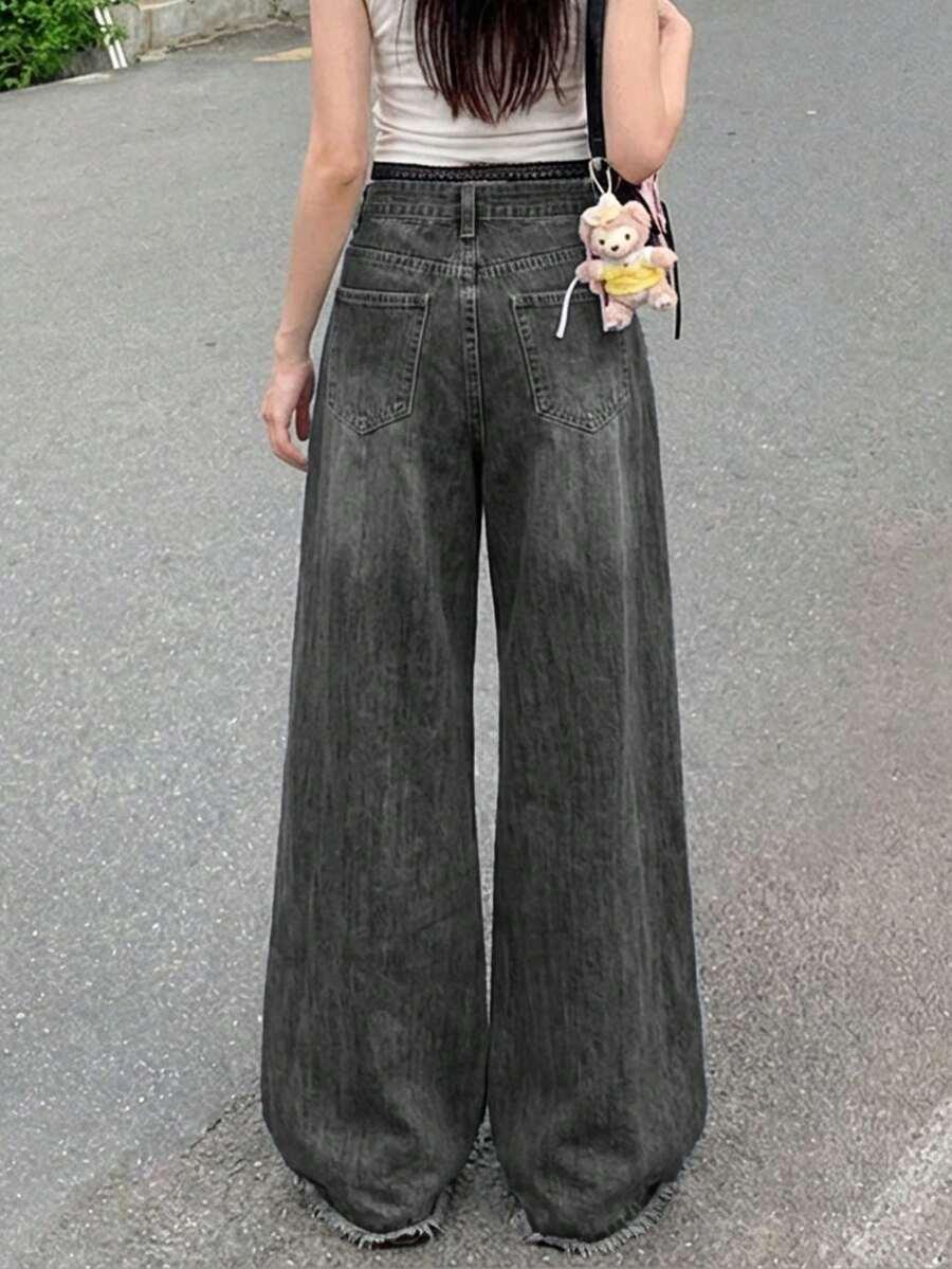 SPODNIE JEANS WYSOKI STAN WASH EFFECT