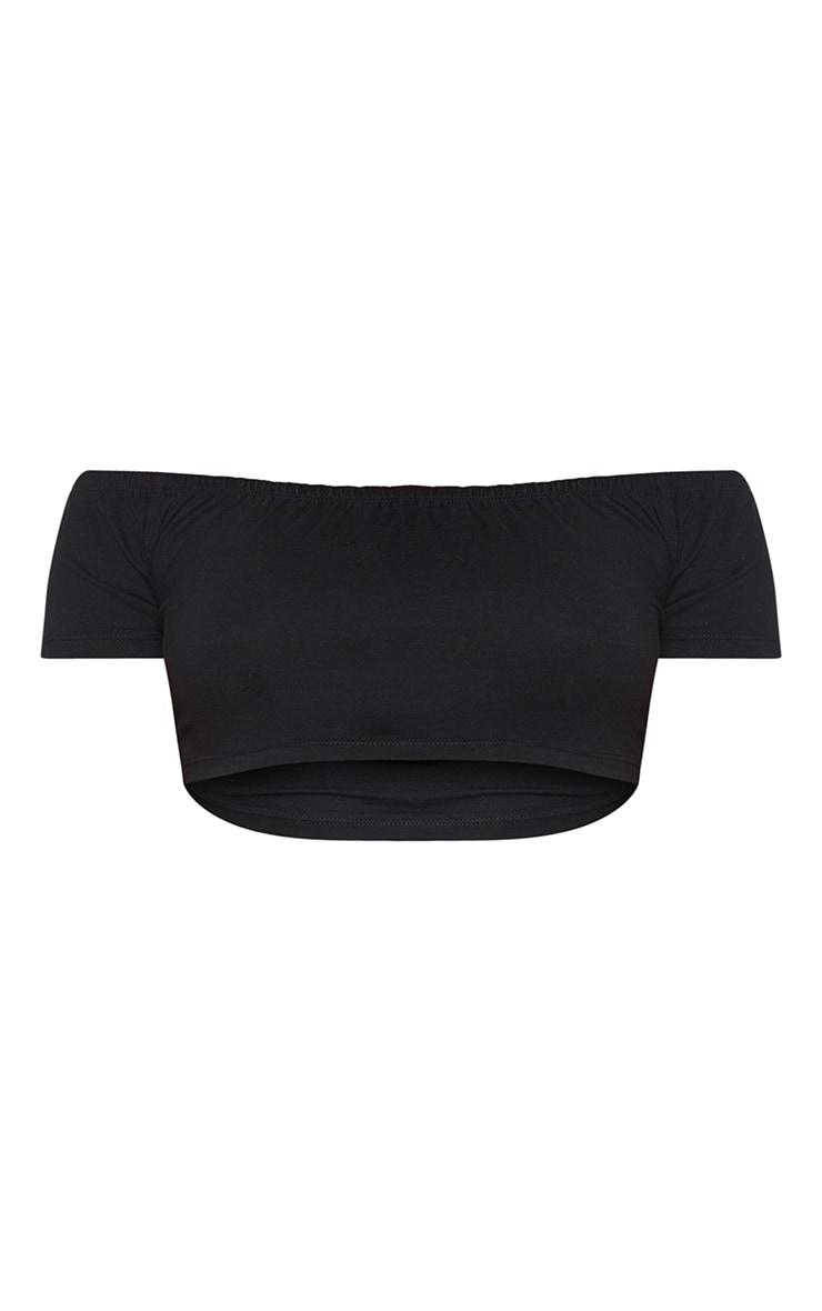 bawełniany czarny crop top krótki rękaw basic