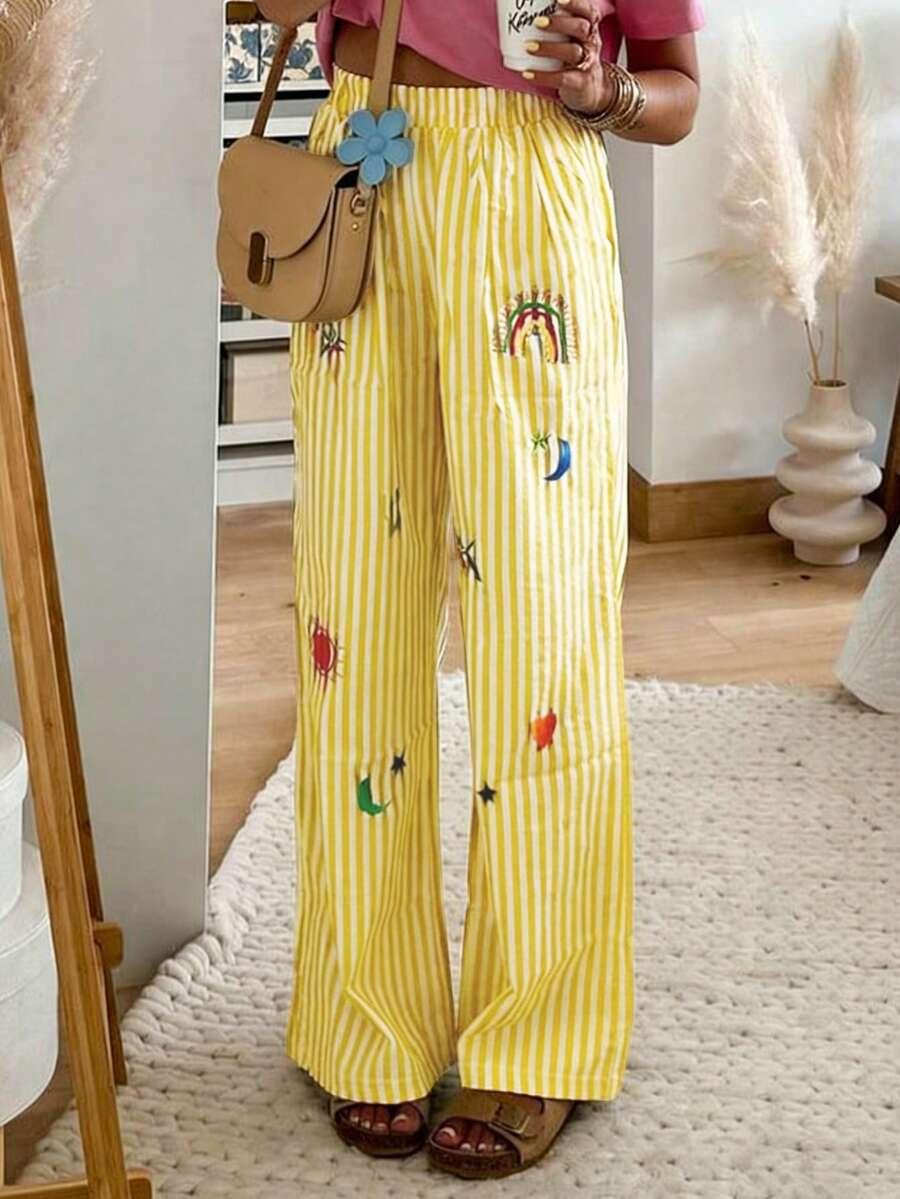 spodnie casual wzór paski