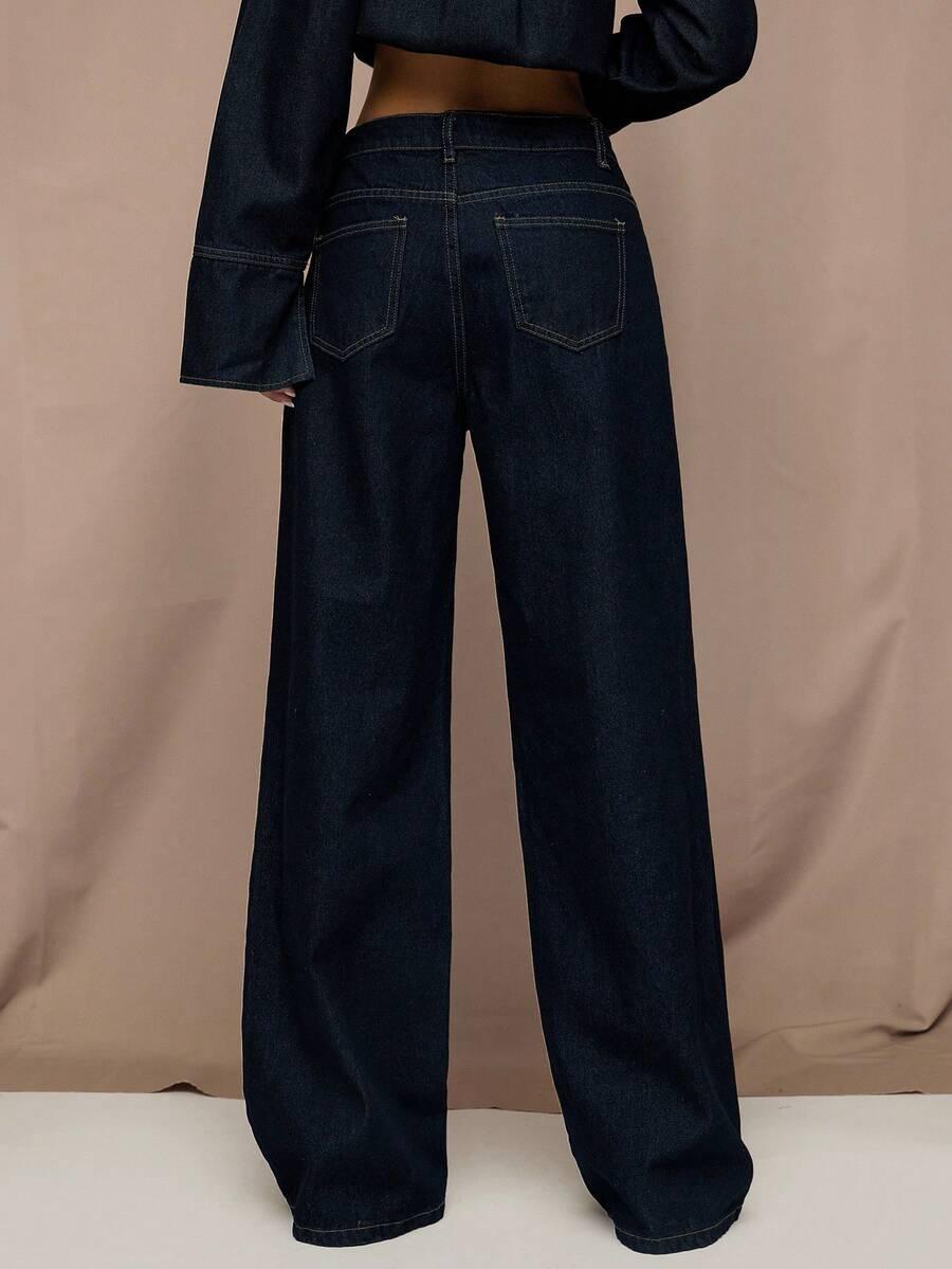 GRANATOWE SPODNIE JEANS