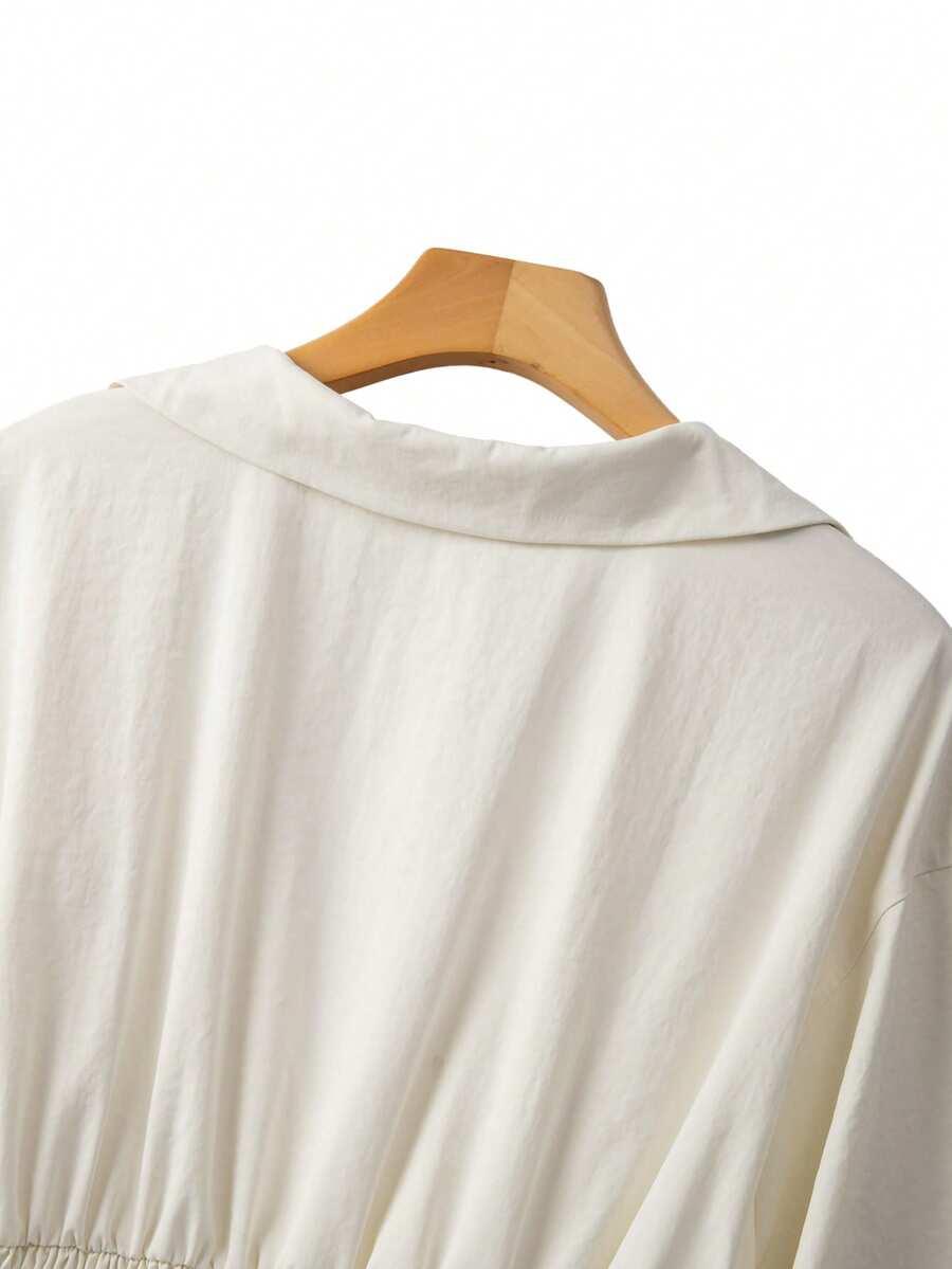 ecru sukienka v-neck