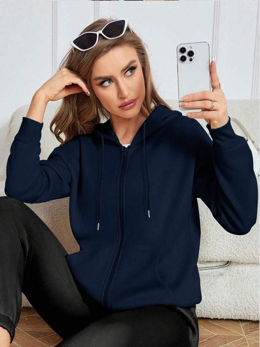 granatowa rozpinana bluza kaptur 