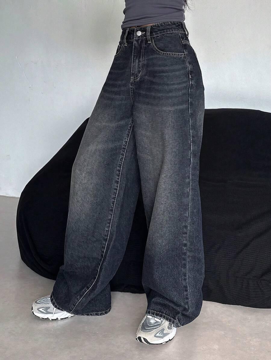 GRANATOWE SPODNIE JEANS 