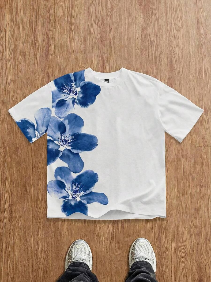 t-shirt okrągły dekolt wzór