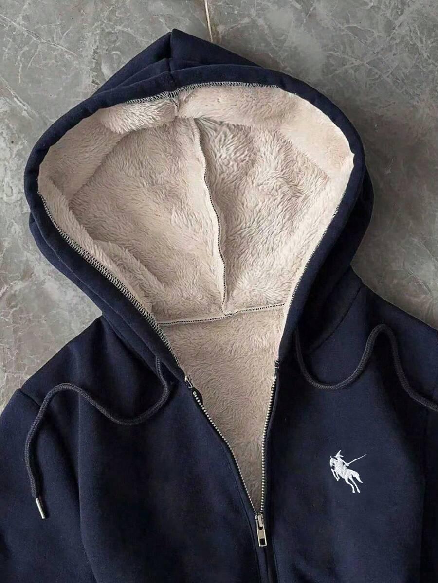 GRANATOWA ROZPINANA BLUZA Z KAPTUREM 