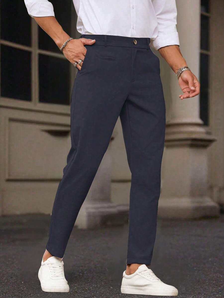 GRANATOWE SPODNIE CASUAL