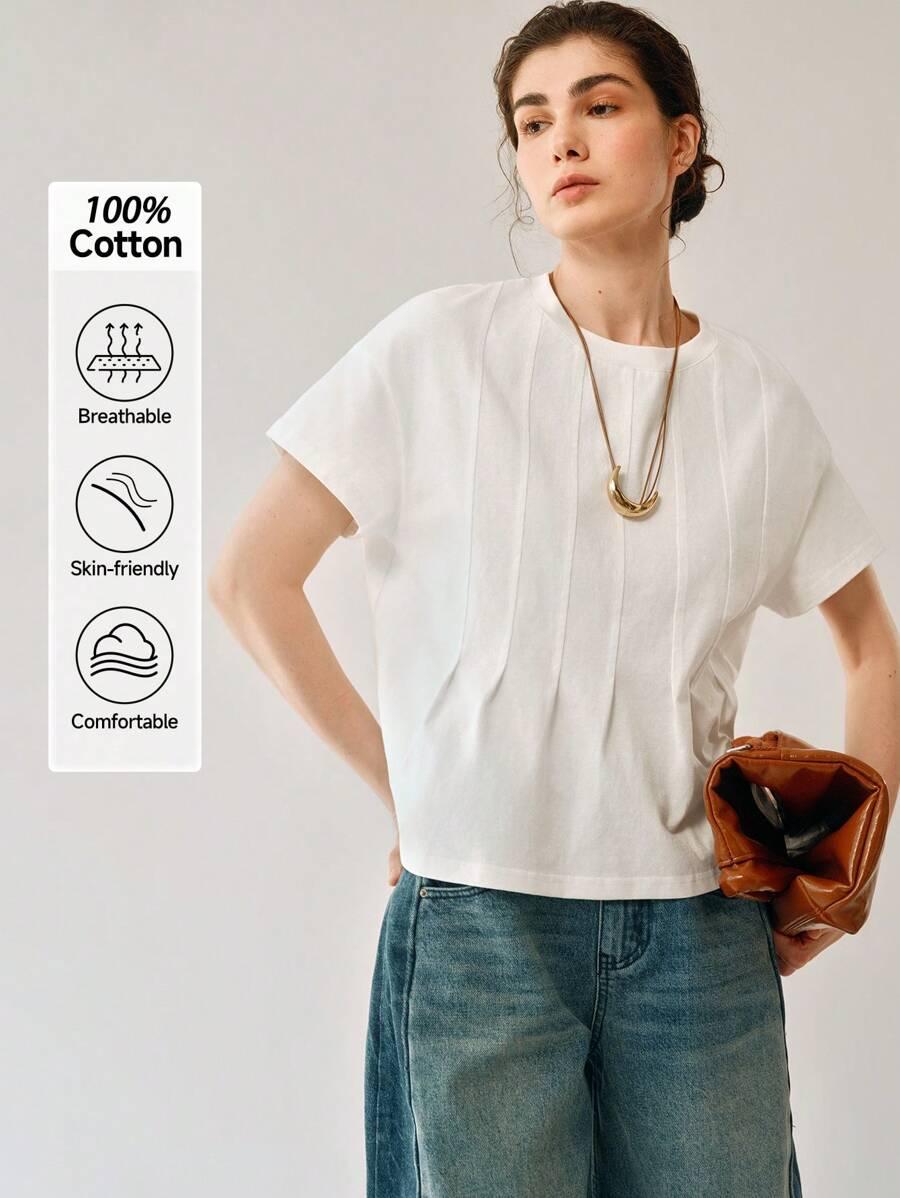 BIAŁY T-SHIRT OKRĄGŁY DEKOLT