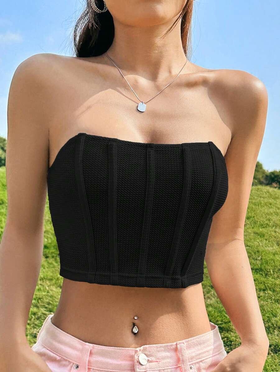 CZARNY CROP TOP 