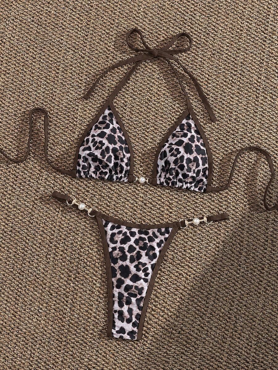 dwuczęściowy strój kąpielowy animal print