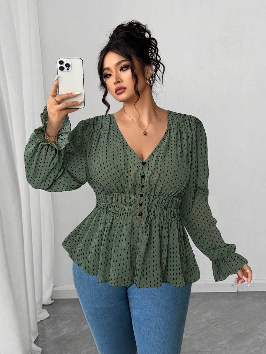 ZIELONA BLUZKA V-NECK