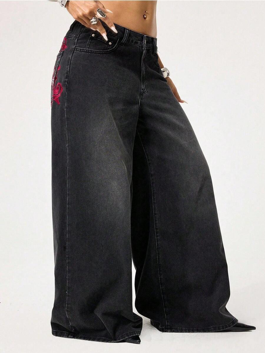 CZARNE SPODNIE JEANS
