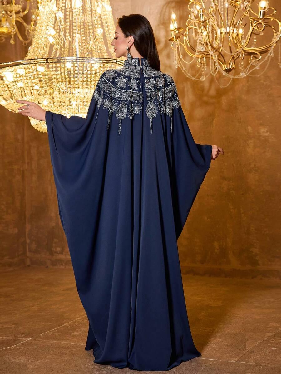 granatowa maxi sukienka oversize