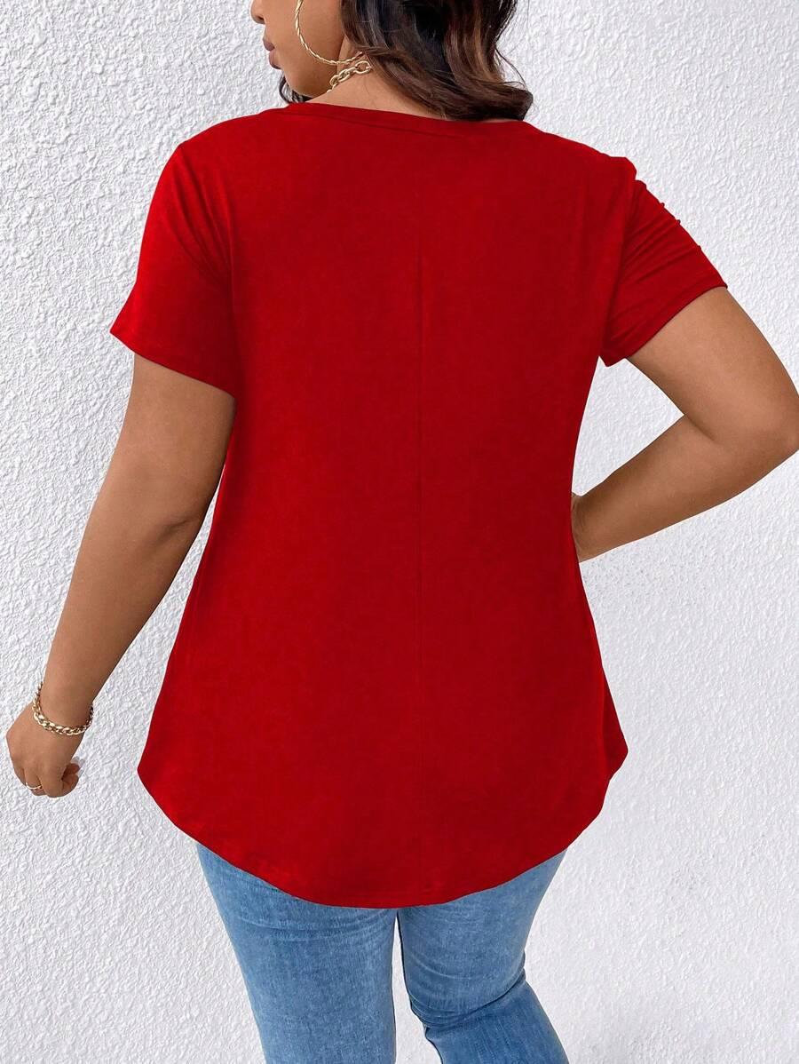 CZERWONY T-SHIRT CASUAL