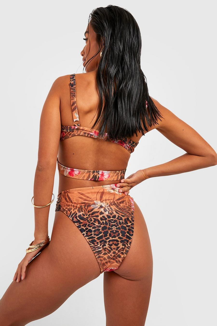 KLASYCZNY DÓŁ OD BIKINI WYSOKI STAN ANIMAL PRINT