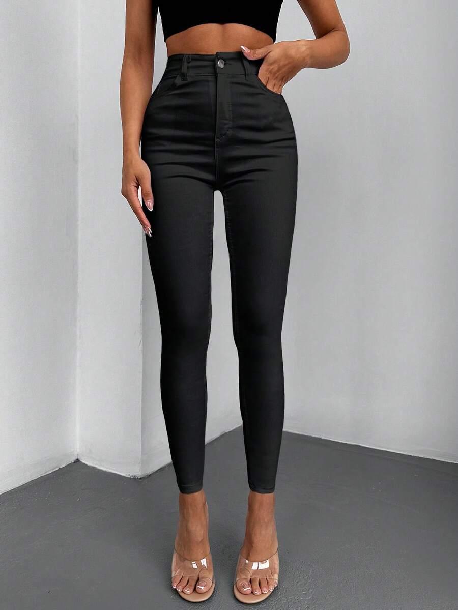CZARNE SPODNIE JEANS 