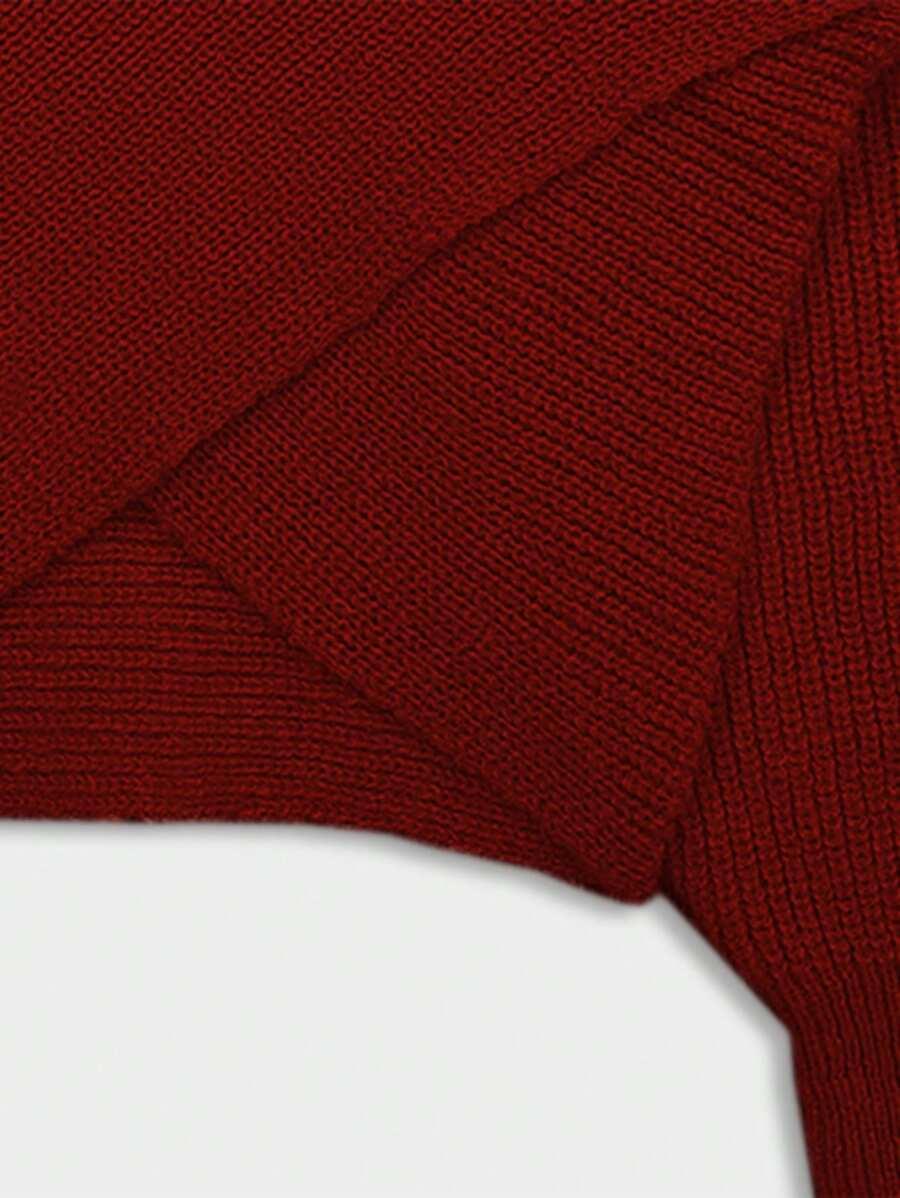 CZERWONY SWETER V-NECK