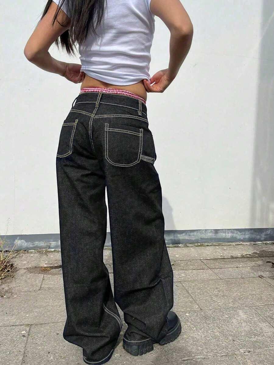 CZARNE SPODNIE JEANS