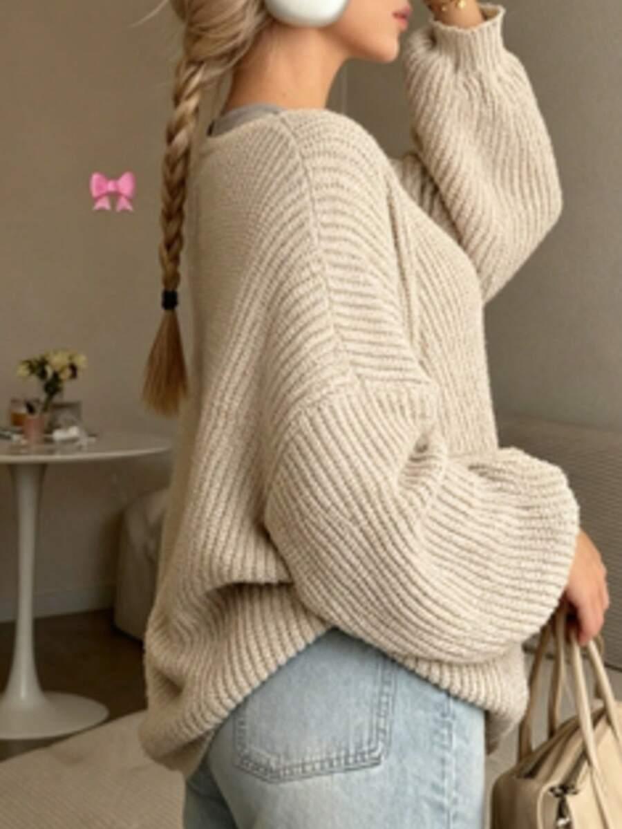 beżowy sweter prążki