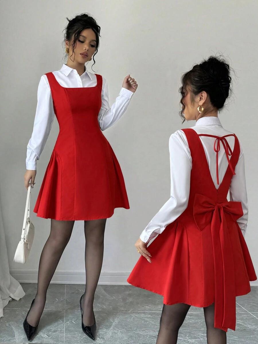 czerwona mini sukienka odkryte plecy
