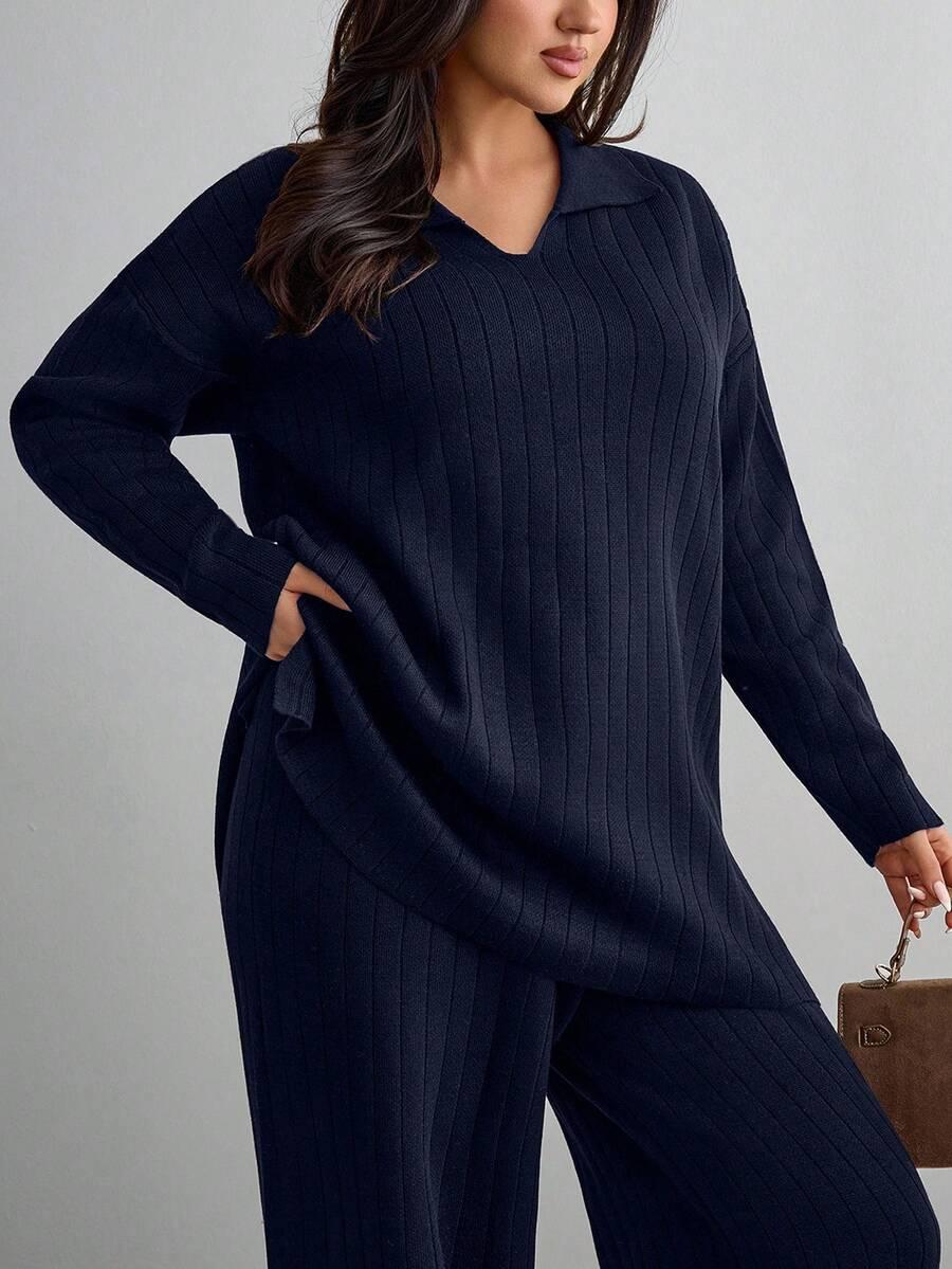 sweter spodnie dzianinowy komplet