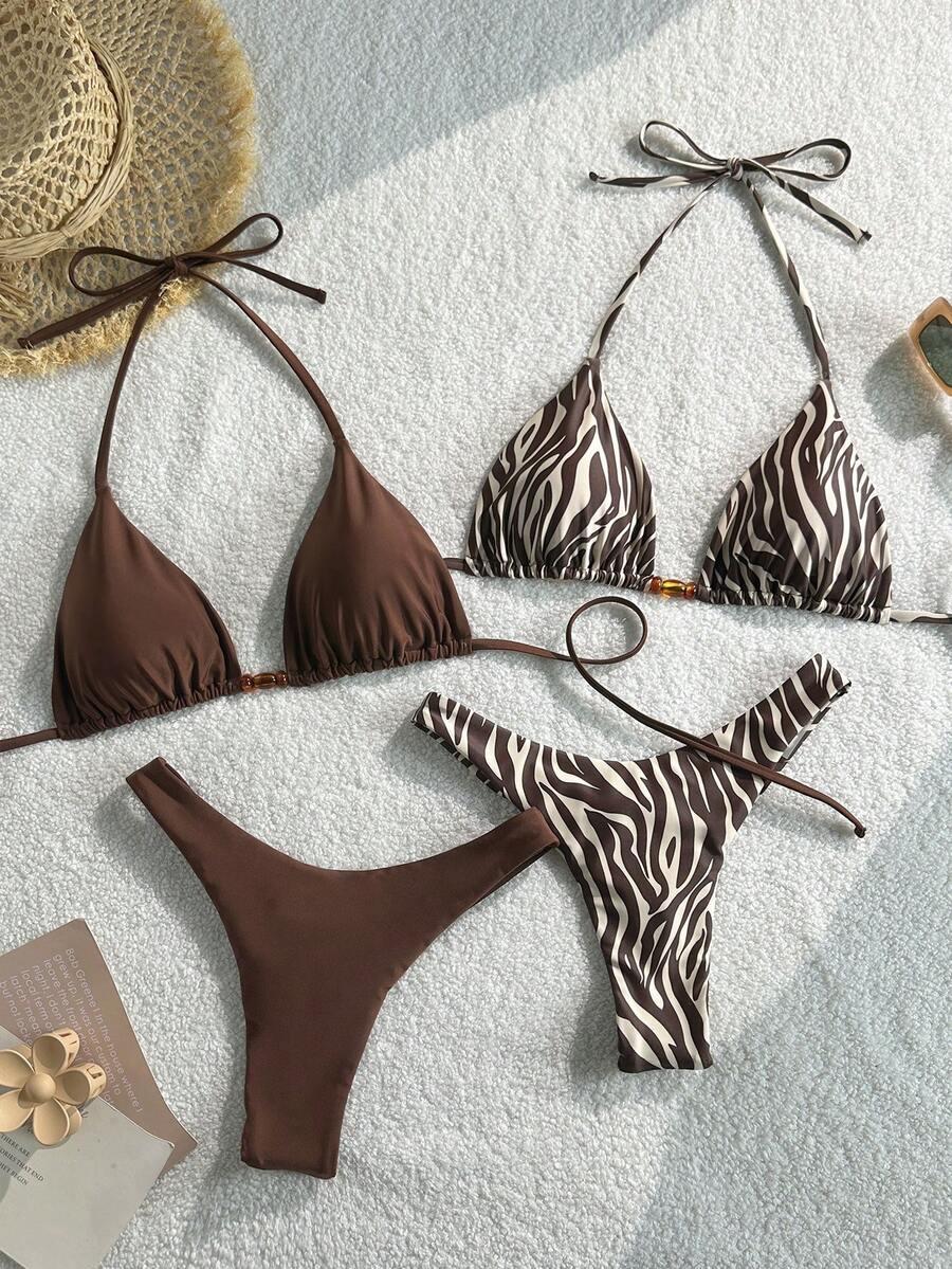 dwuczęściowy strój kąpielowy animal print