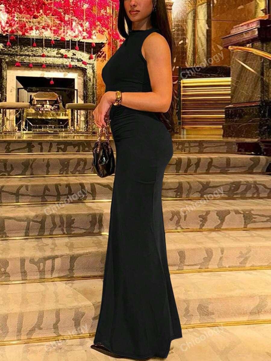 CZARNA MAXI SUKIENKA
