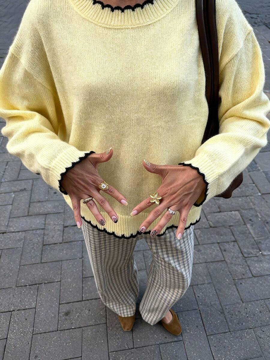 ŻÓŁTY SWETER DŁUGI RĘKAW
