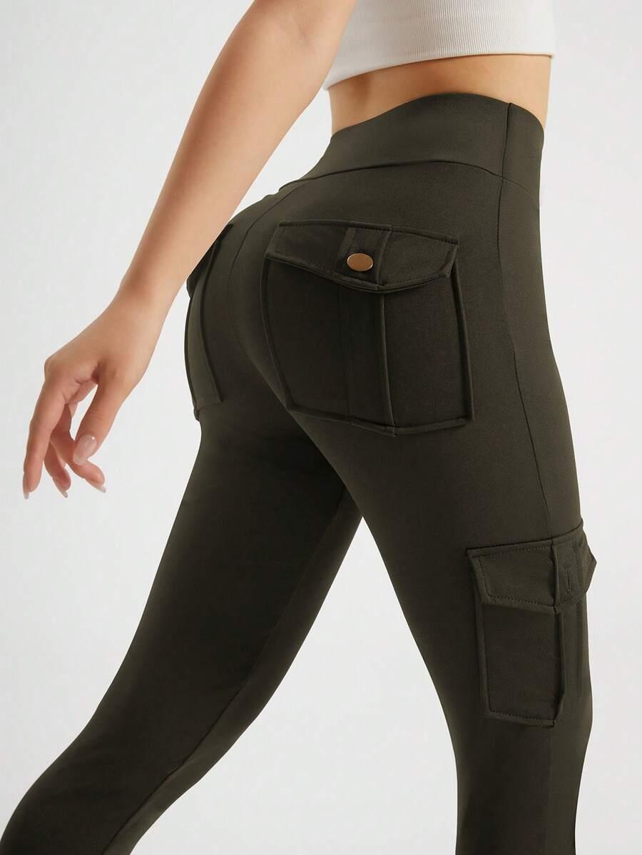 zielone legginsy kieszenie