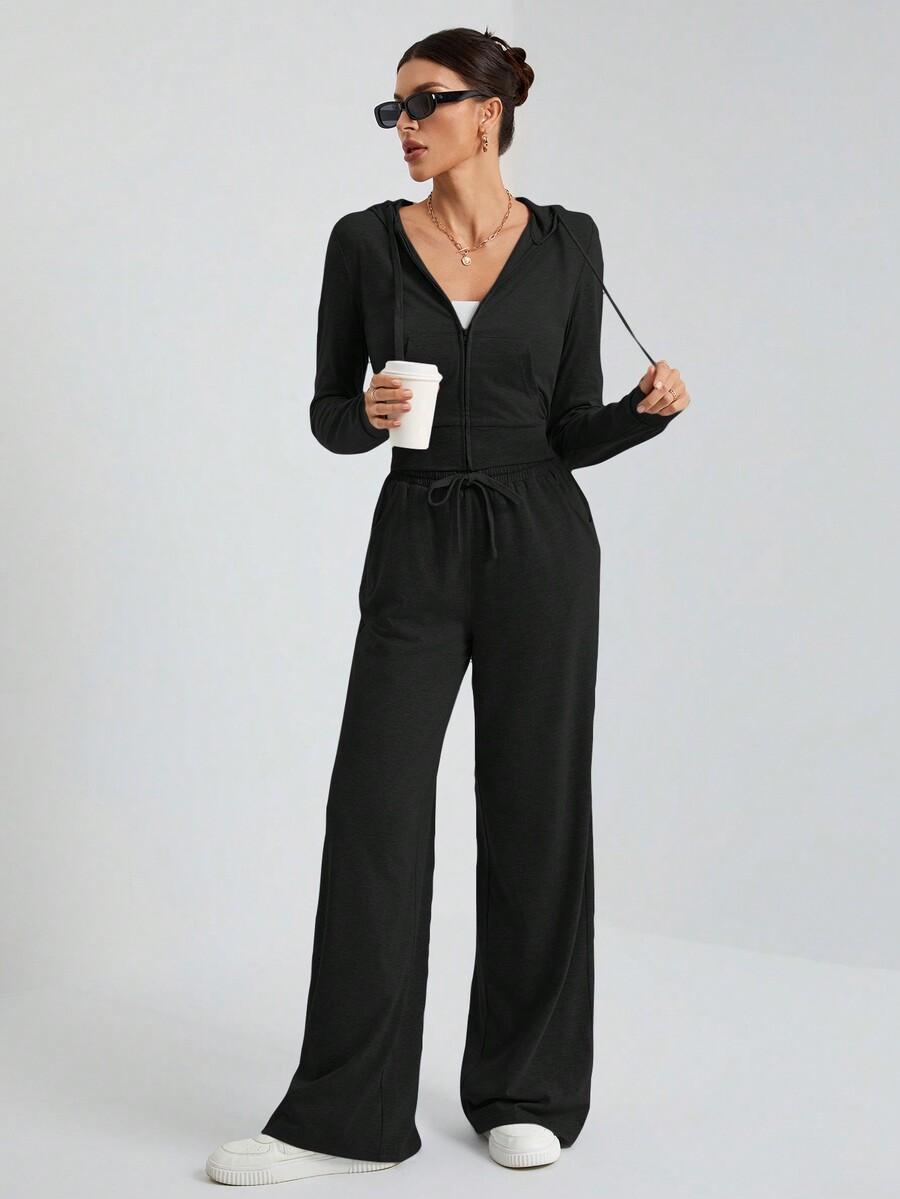 CZARNY KOMPLET BLUZA SPODNIE 