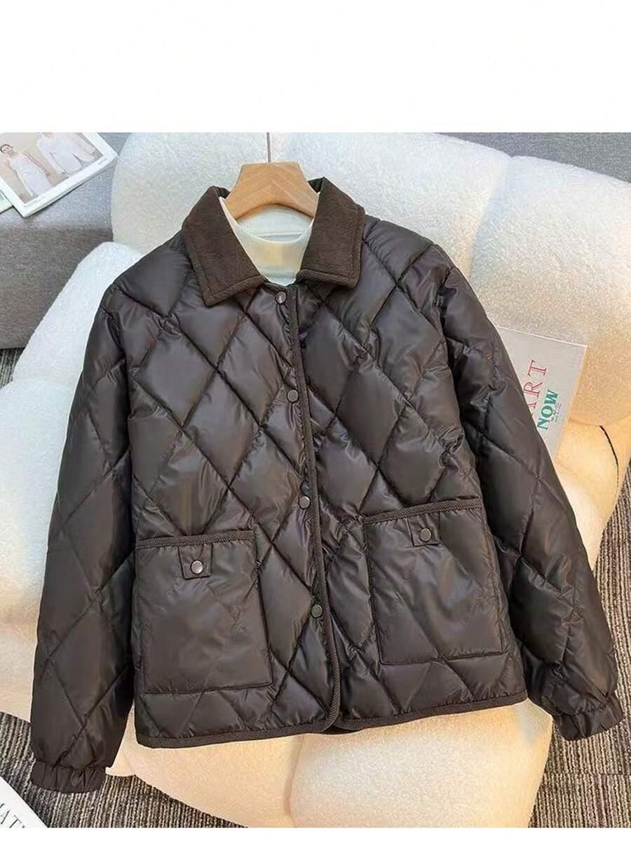brązowa pikowana kurtka