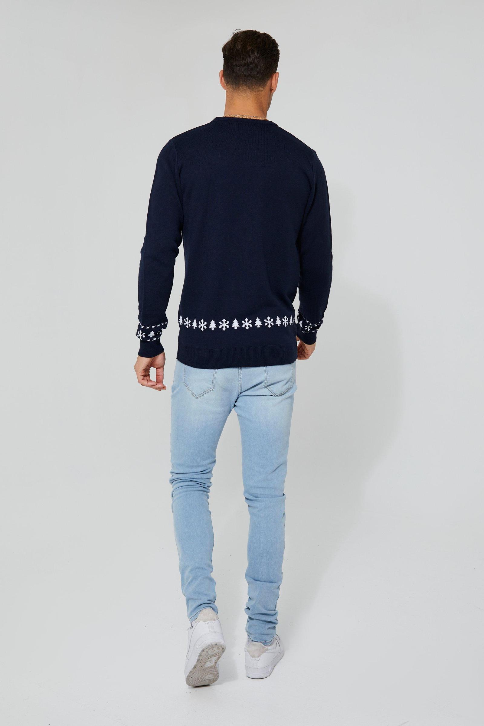 GRANATOWY SWETER NADRUK
