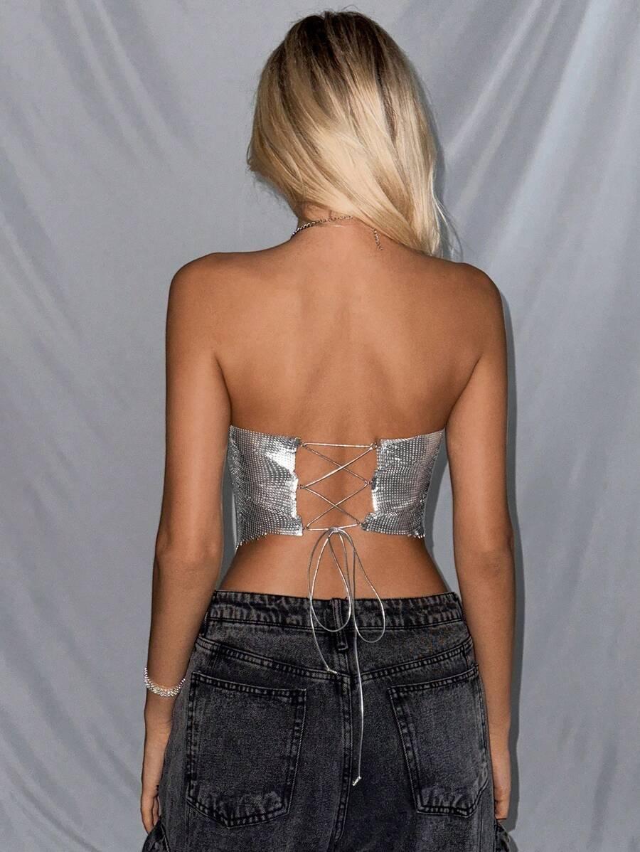 SREBRNY METALICZNY TOP