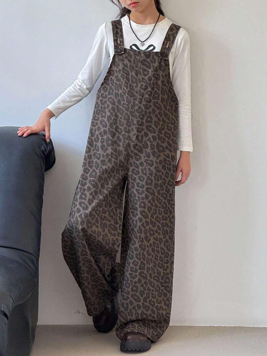 DZIEWCZĘCY KOMBINEZON JEANS W PANTERKĘ 