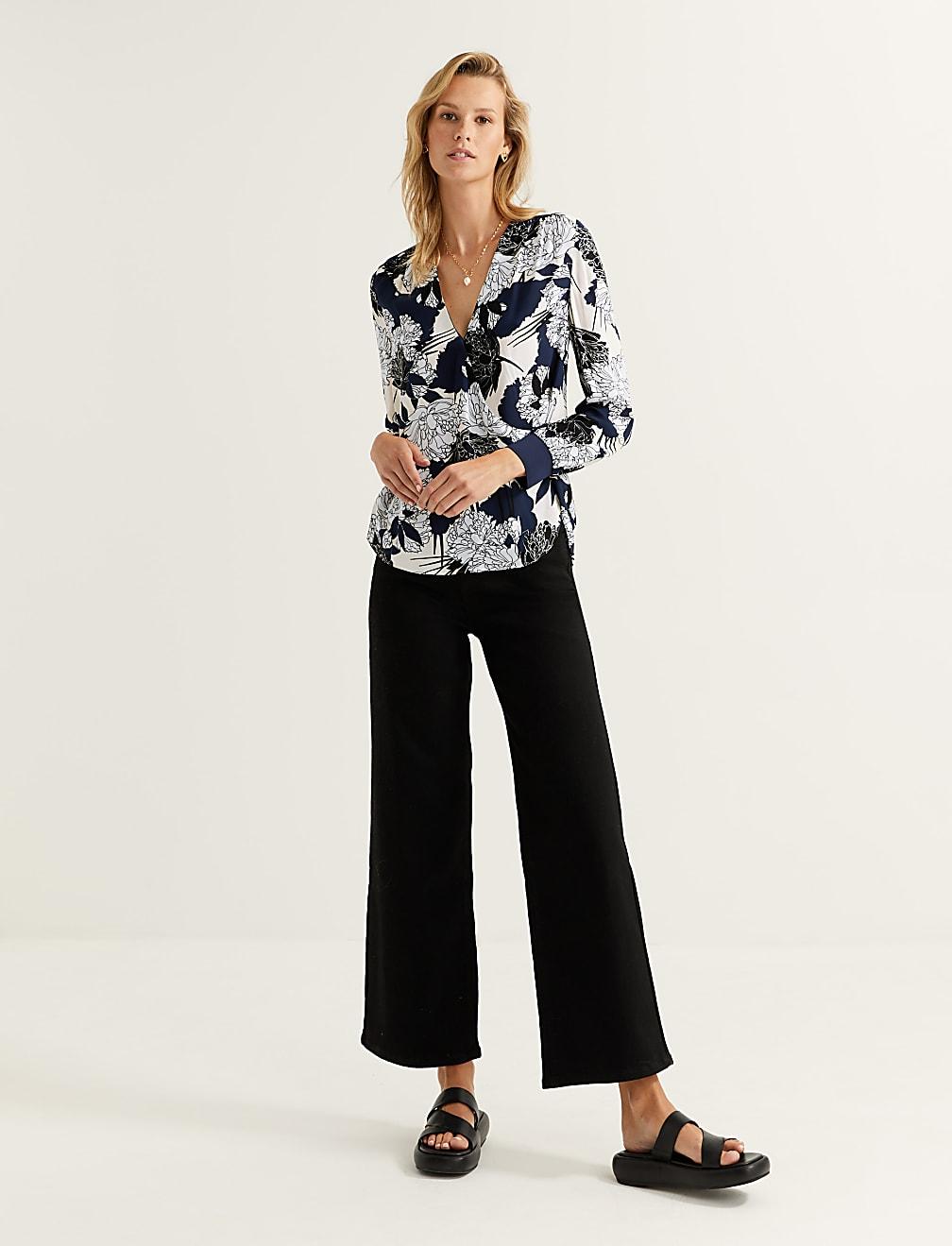 bluzka v-neck wzór T50-2048T-Y4