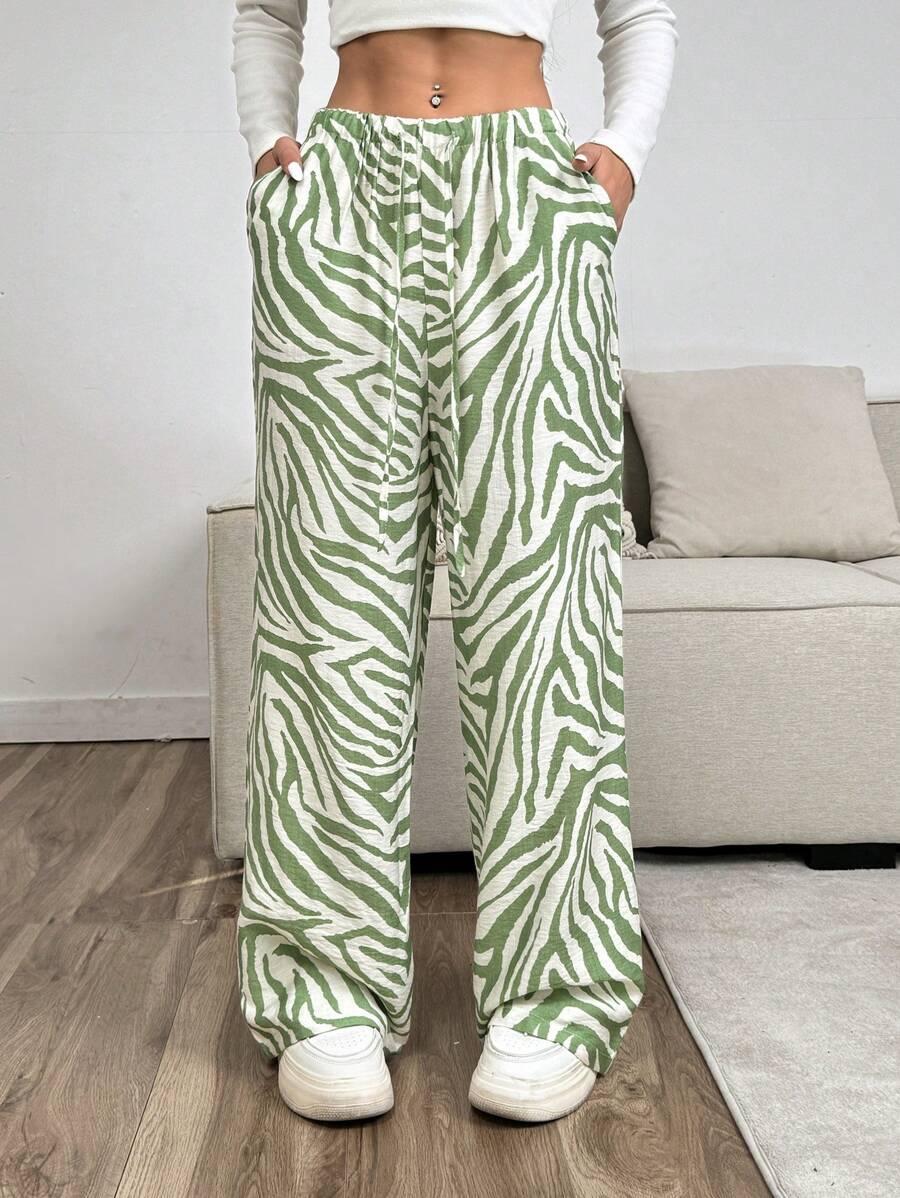 zielone spodnie casual wzór