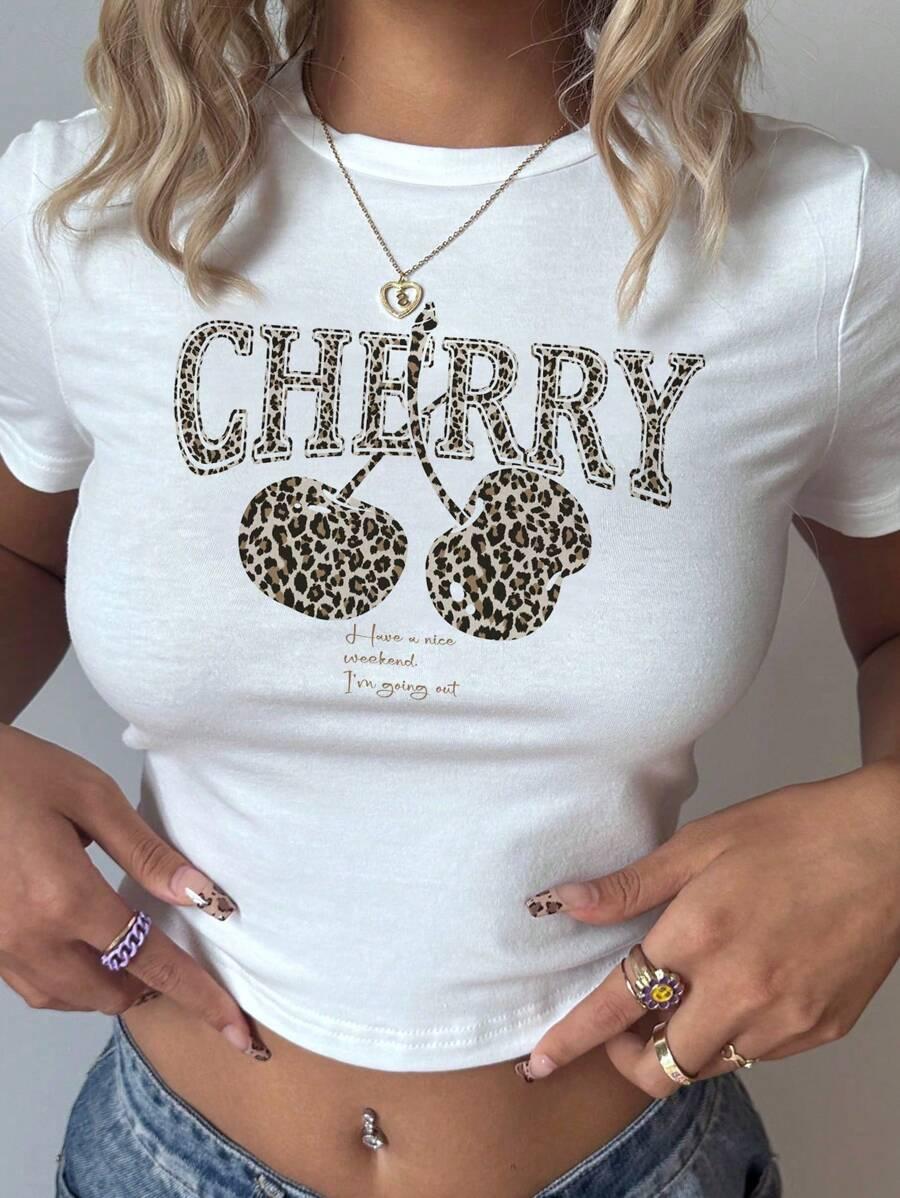 KREMOWY CROP TOP PRINT